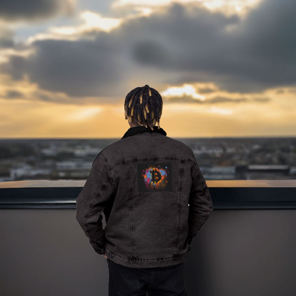 Bitcoin Degen - Cryptocurrencies Collection - Unisex denim sherpa jacket Manifold