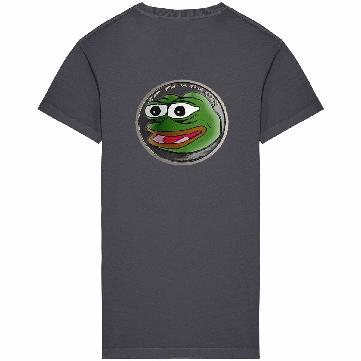 Pepe Coin - 100% organic cotton - Women's Oversized T-shirt Dress basic Washed coal grey XS