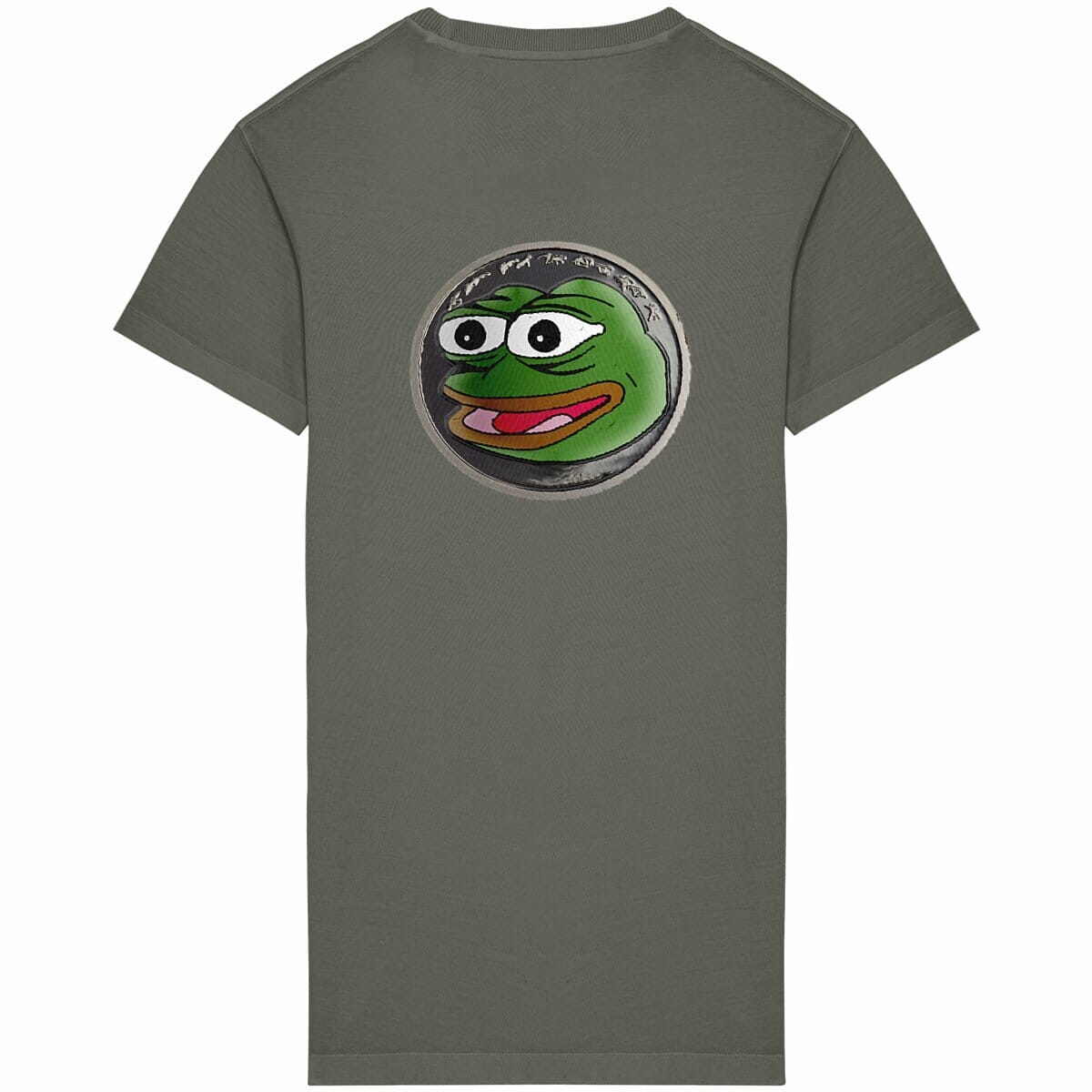 Pepe Coin - 100% organic cotton - Women's Oversized T-shirt Dress basic Washed khaki XS