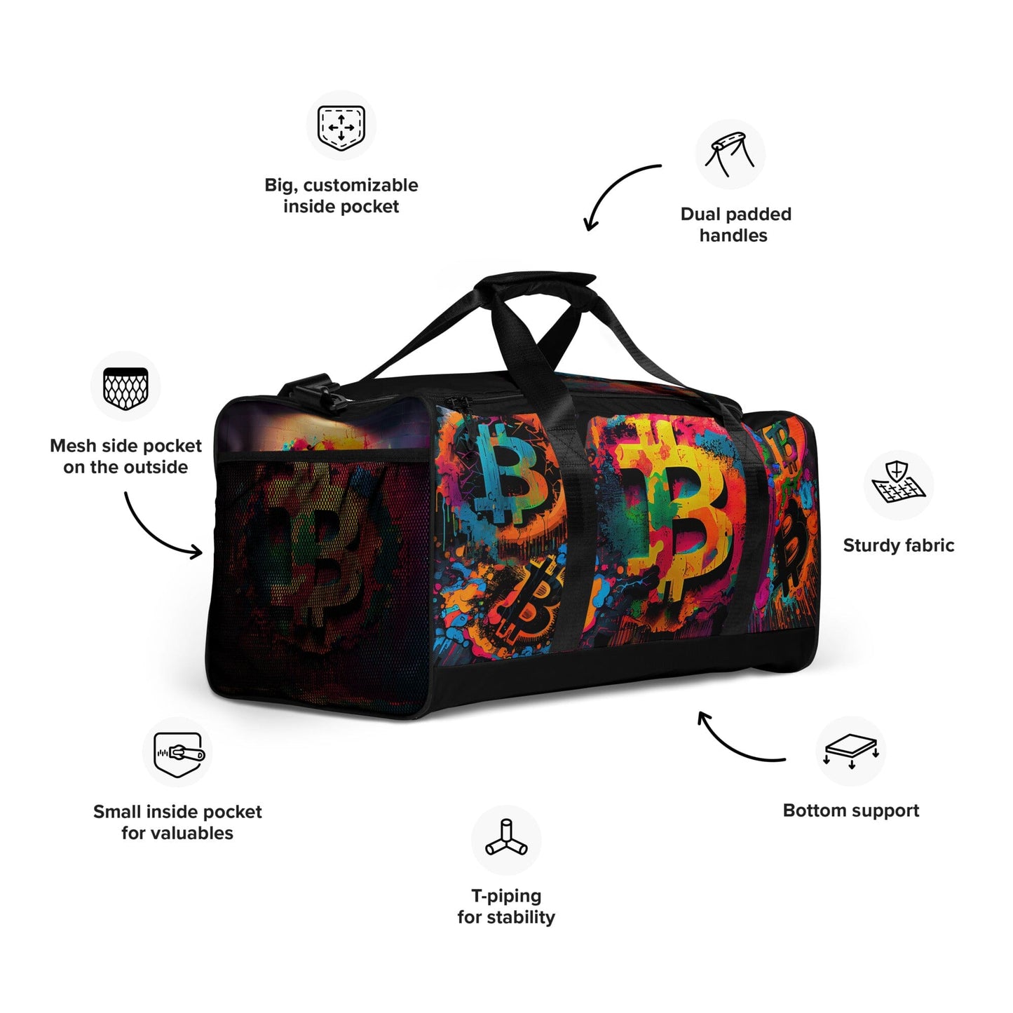 Bitcoin Nomad - Cryptocurrencies Collection - Duffle bag JclustersShoppeofFineWares