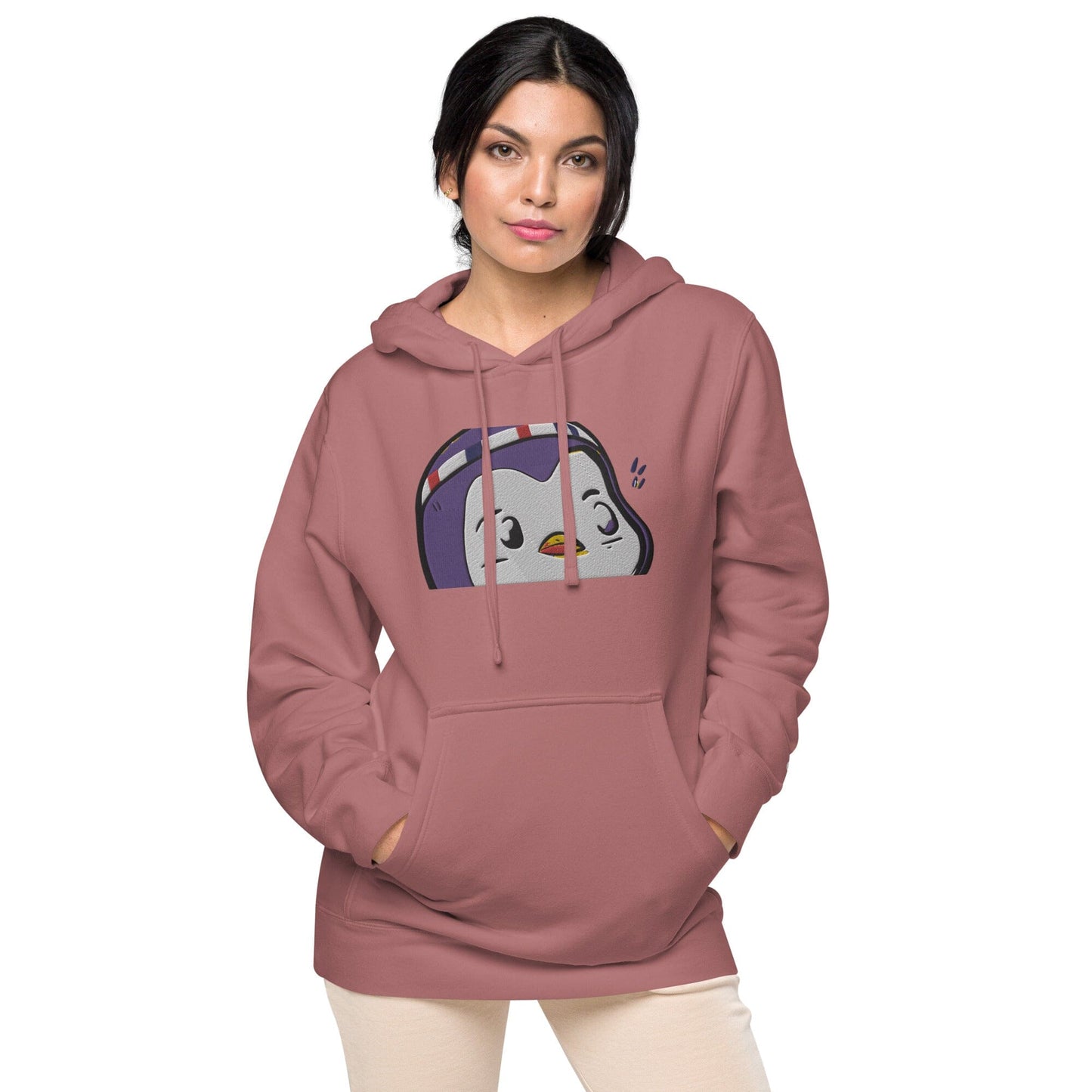 Chunky Penguin Independent - Animal PFP Collection - Unisex pigment-dyed hoodie JclustersShoppeofFineWares Pigment Maroon S