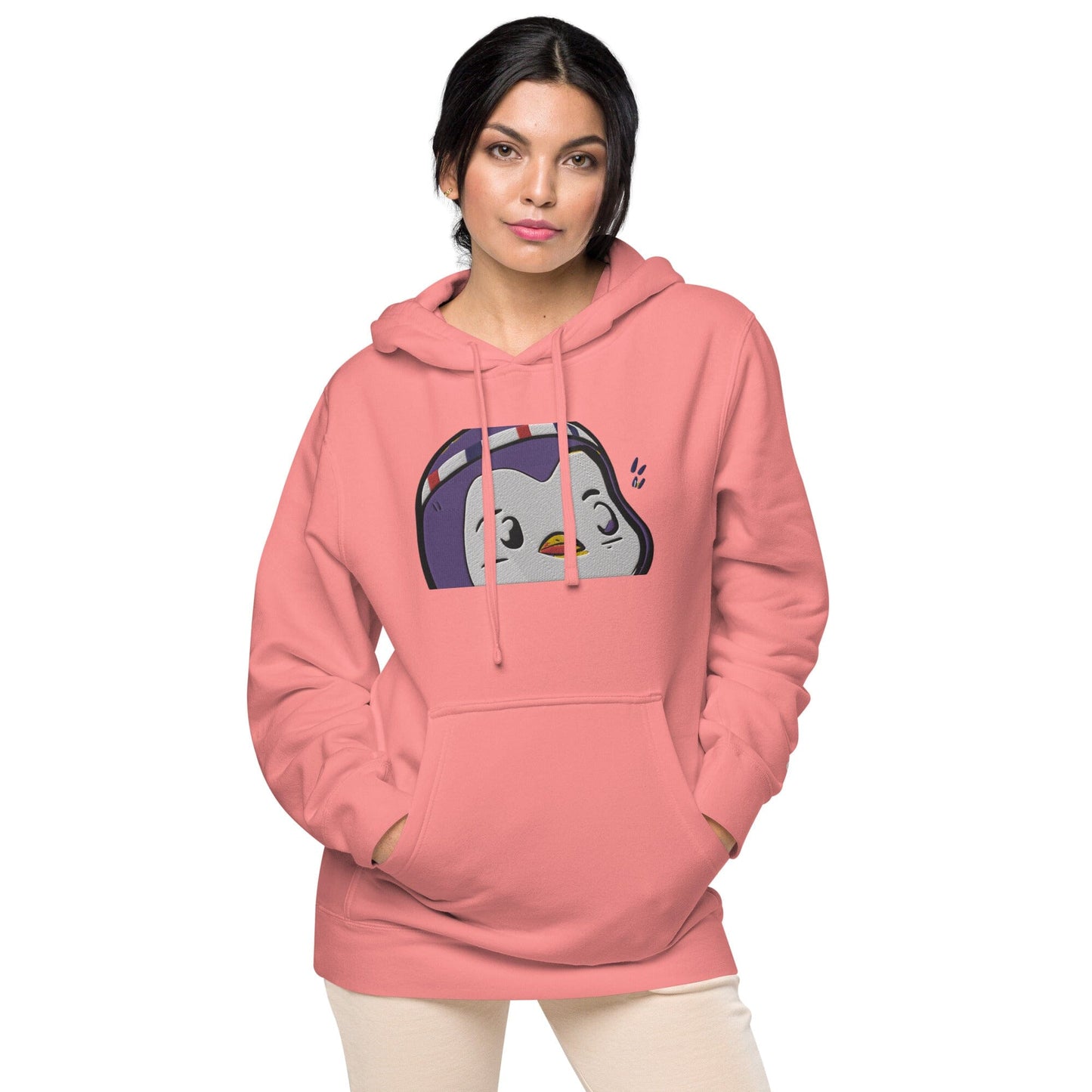 Chunky Penguin Independent - Animal PFP Collection - Unisex pigment-dyed hoodie JclustersShoppeofFineWares Pigment Pink S