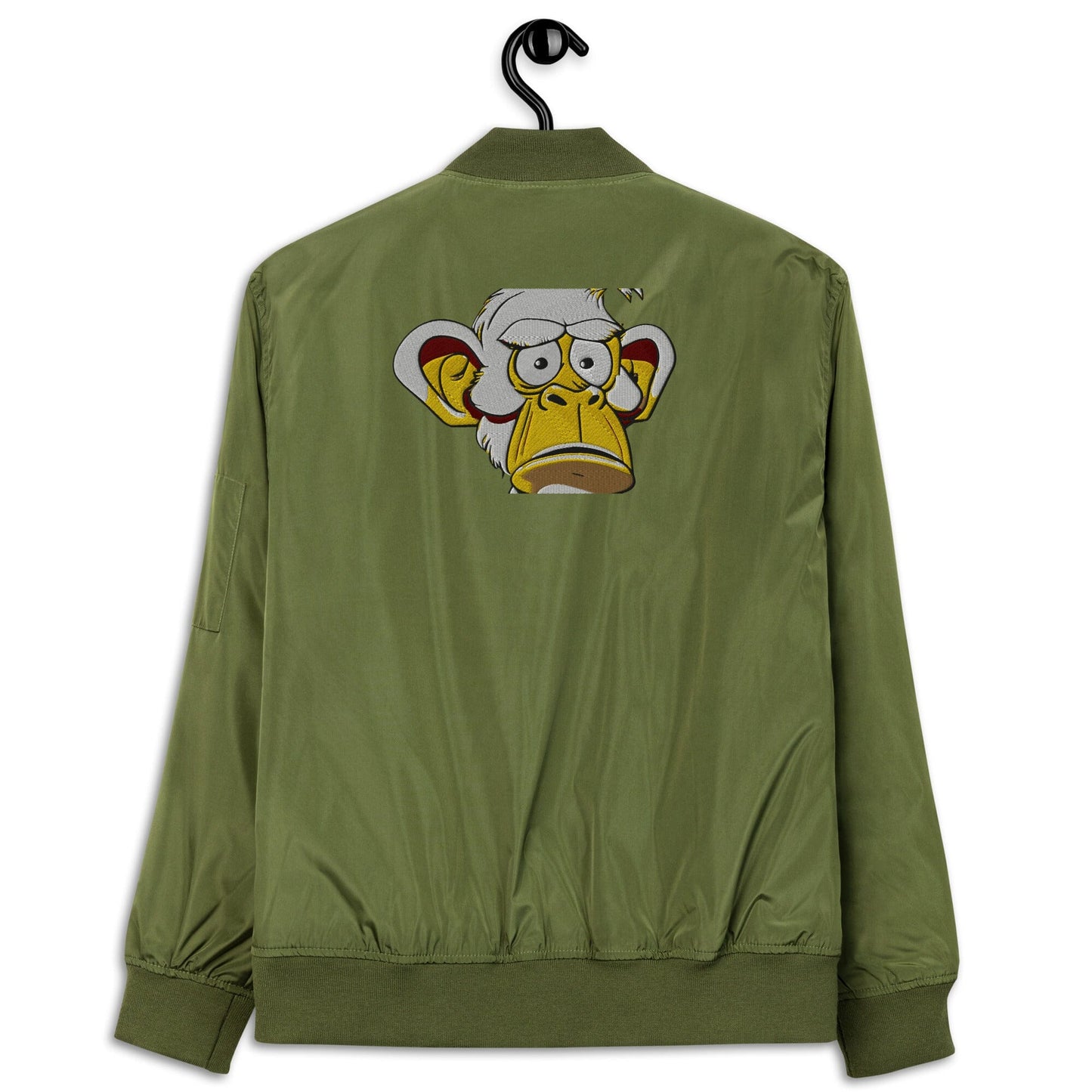 Concerned Ape Bomb Dropper - Animal PFP Collection - Premium recycled bomber jacket JclustersShoppeofFineWares