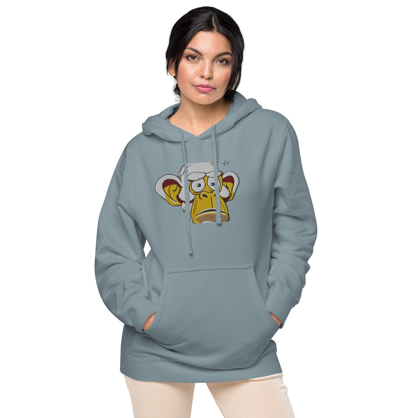 Concerned Ape Independent - Animal PFP Collection - Unisex pigment-dyed hoodie JclustersShoppeofFineWares