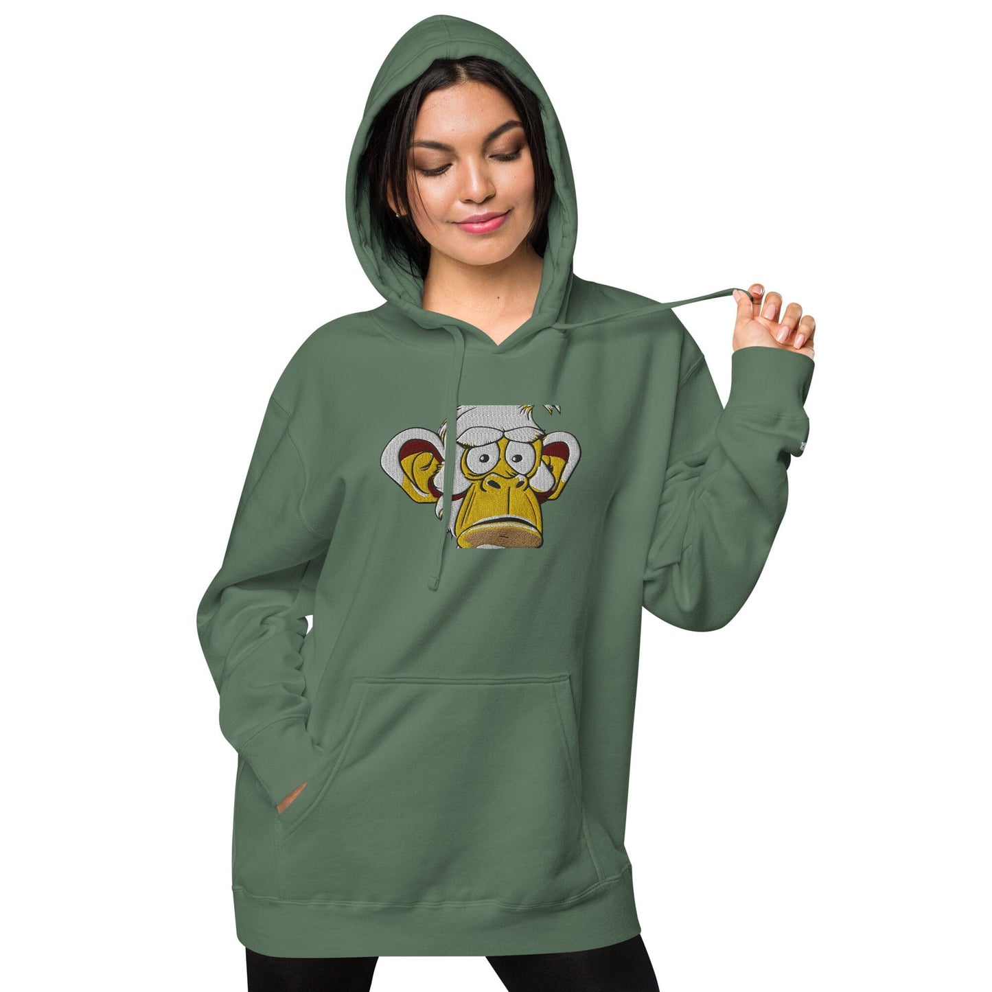 Concerned Ape Independent - Animal PFP Collection - Unisex pigment-dyed hoodie JclustersShoppeofFineWares Pigment Alpine Green S