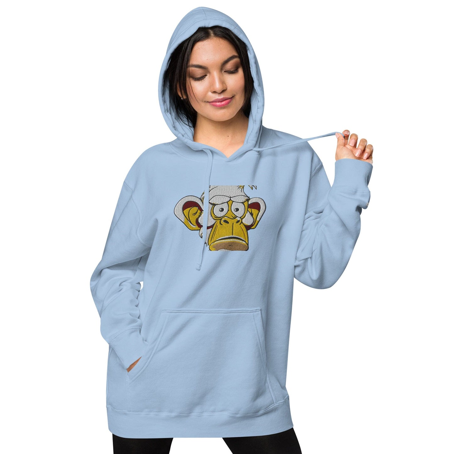 Concerned Ape Independent - Animal PFP Collection - Unisex pigment-dyed hoodie JclustersShoppeofFineWares Pigment Light Blue S