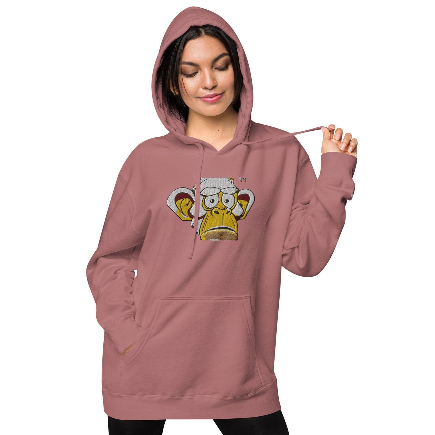 Concerned Ape Independent - Animal PFP Collection - Unisex pigment-dyed hoodie JclustersShoppeofFineWares Pigment Maroon S