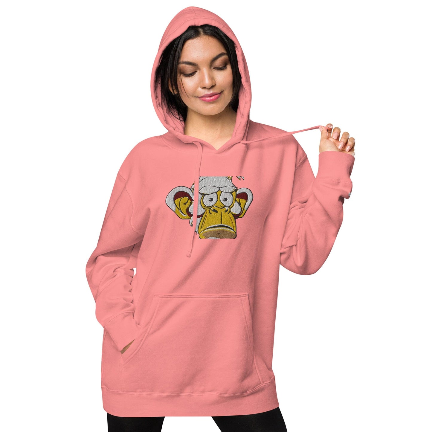 Concerned Ape Independent - Animal PFP Collection - Unisex pigment-dyed hoodie JclustersShoppeofFineWares Pigment Pink S
