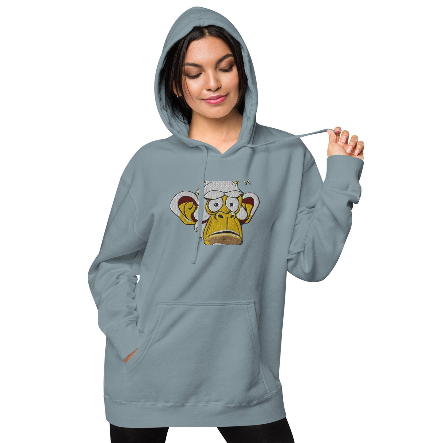 Concerned Ape Independent - Animal PFP Collection - Unisex pigment-dyed hoodie JclustersShoppeofFineWares Pigment Slate Blue S