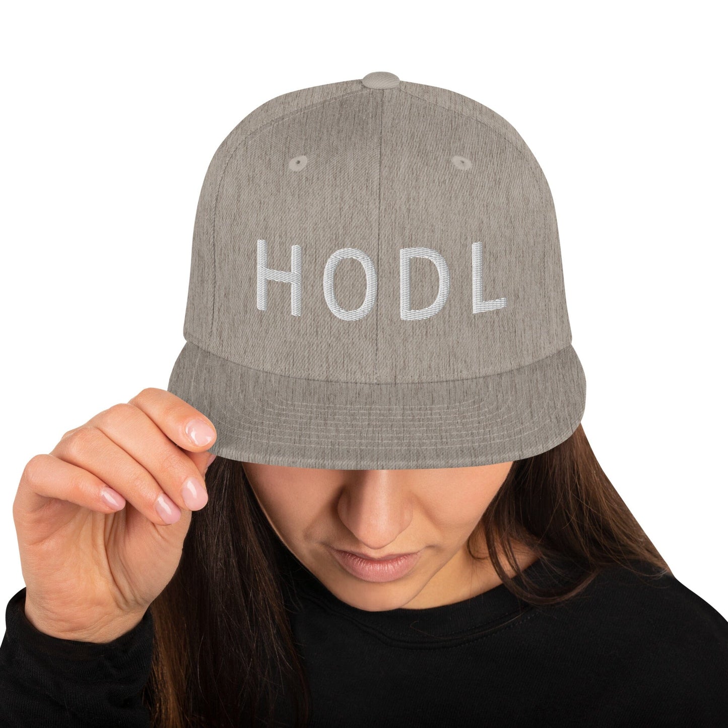 HODL - Snapback Hat JclustersShoppeofFineWares Heather Grey