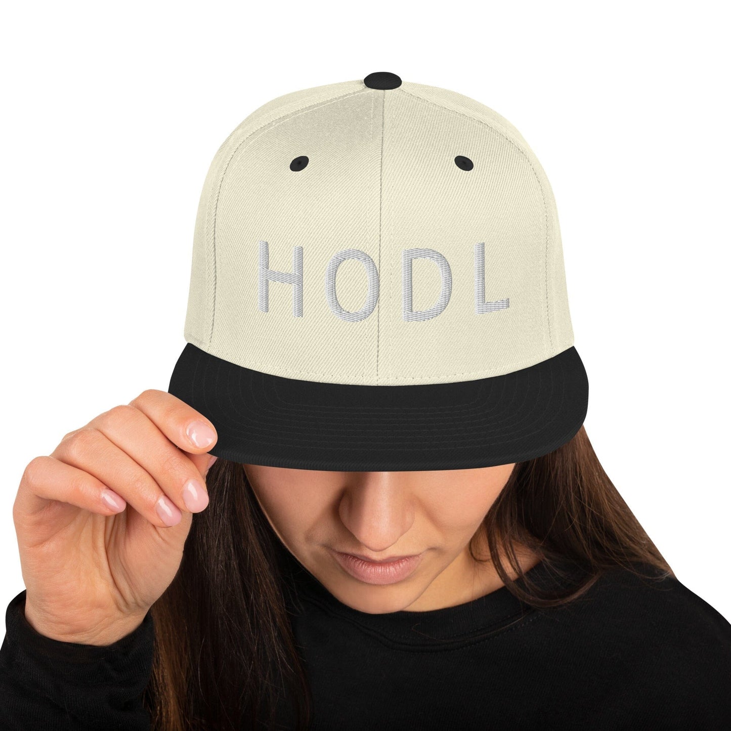 HODL - Snapback Hat JclustersShoppeofFineWares Natural/ Black