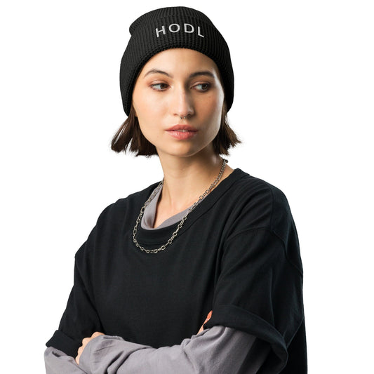 Hold on for Dear Life Waffle beanie JclustersShoppeofFineWares Black