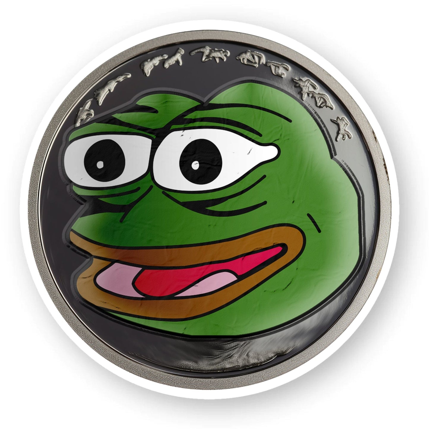 Pepe Coin - Circle stickers - 5 units Stickers rond - 5 - Vinyle 5 cm White
