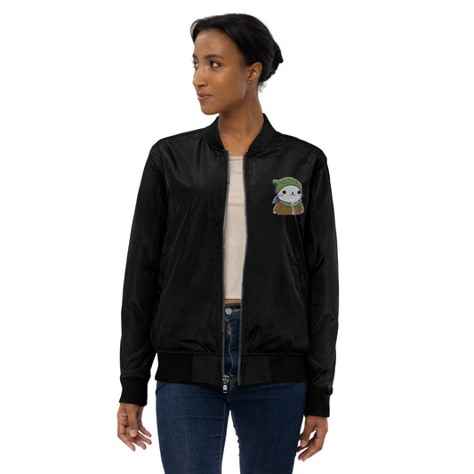 Silly Seal Bomb Dropper - Animal PFP Collection - Premium recycled bomber jacket JclustersShoppeofFineWares Black XS