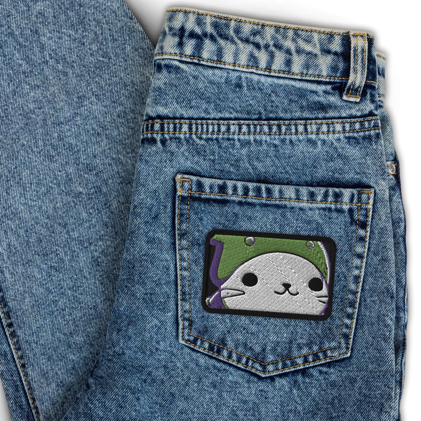 Silly Seal Get Rekt - Animal PFP Collection - Embroidered patches JclustersShoppeofFineWares Black