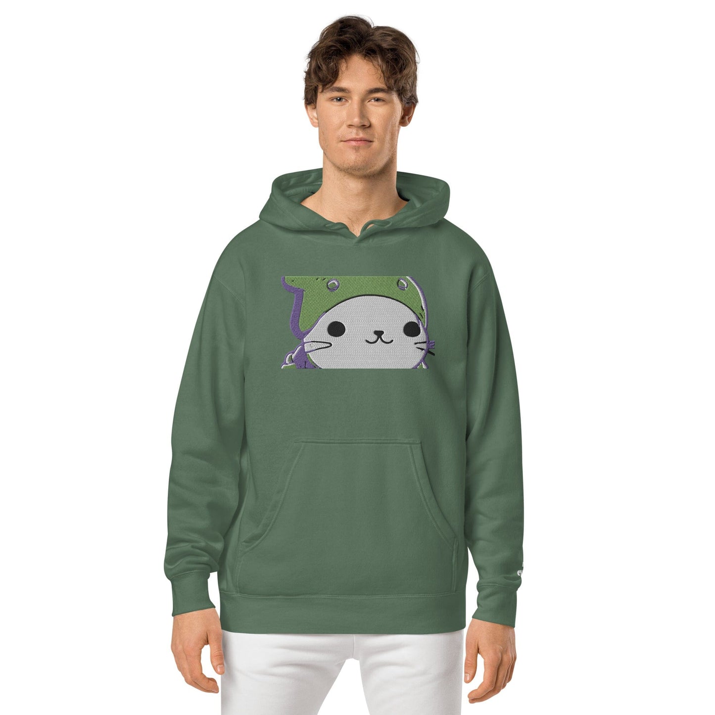 Silly Seal Independent - Animal PFP Collection - Unisex pigment-dyed hoodie JclustersShoppeofFineWares Pigment Alpine Green S