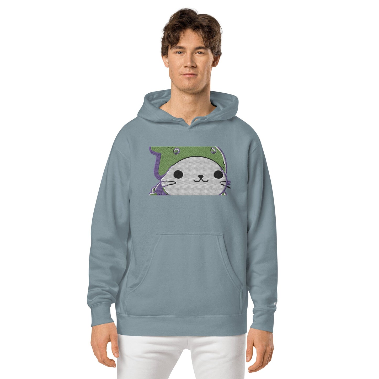 Silly Seal Independent - Animal PFP Collection - Unisex pigment-dyed hoodie JclustersShoppeofFineWares Pigment Slate Blue S