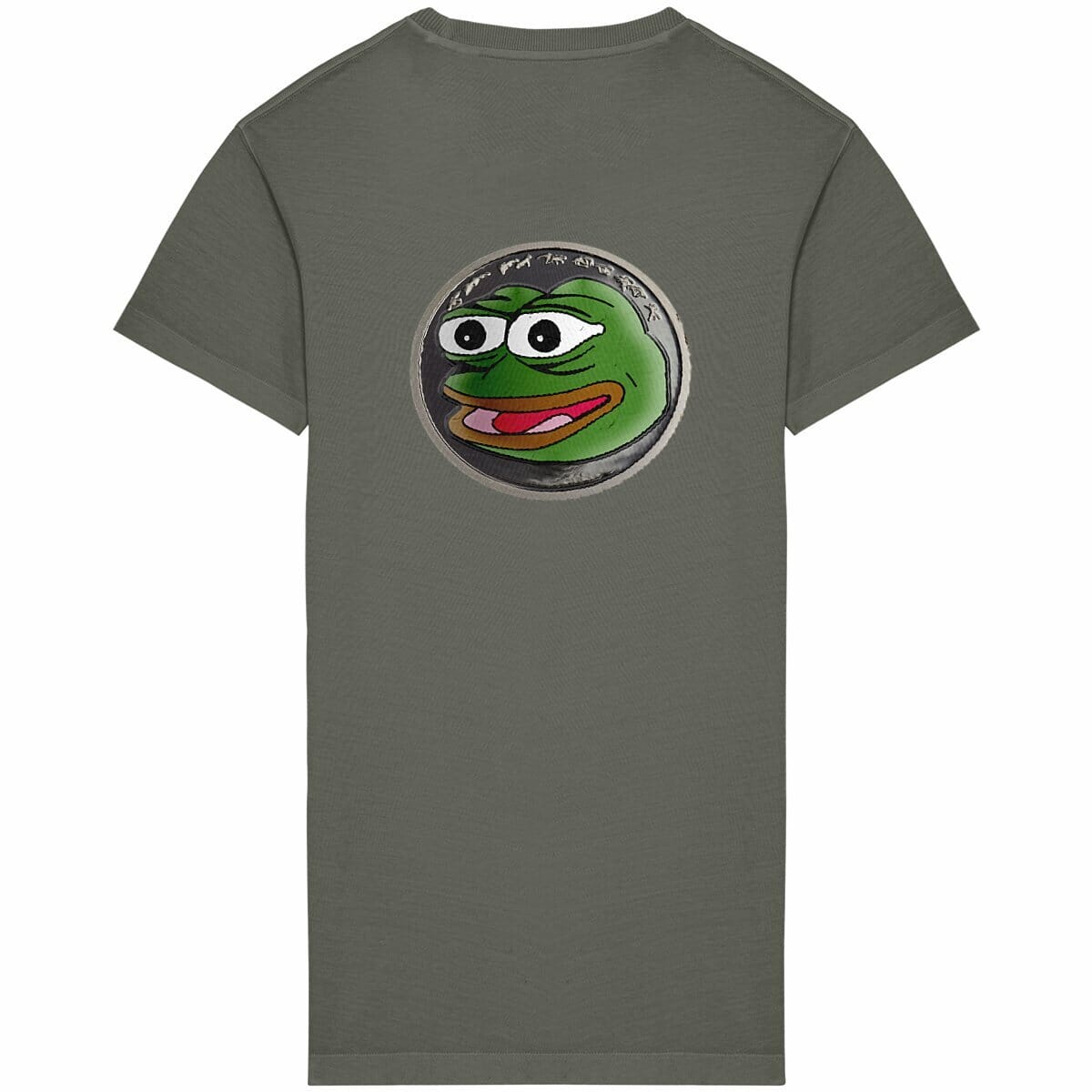 Pepe Coin - 100% organic cotton - Women's Oversized T-shirt Dress basic Washed khaki XS 