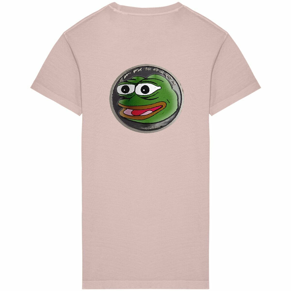 Pepe Coin - 100% organic cotton - Women's Oversized T-shirt Dress basic Washed Petal Rose XS 