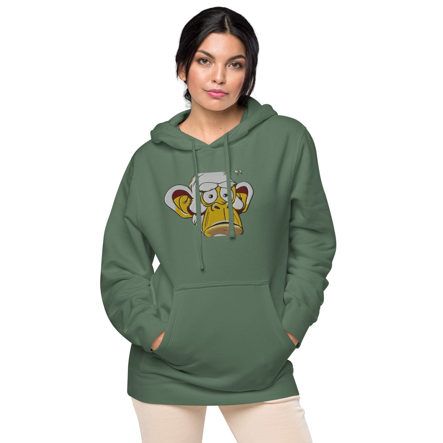 Concerned Ape Independent - Animal PFP Collection - Unisex pigment-dyed hoodie JclustersShoppeofFineWares 