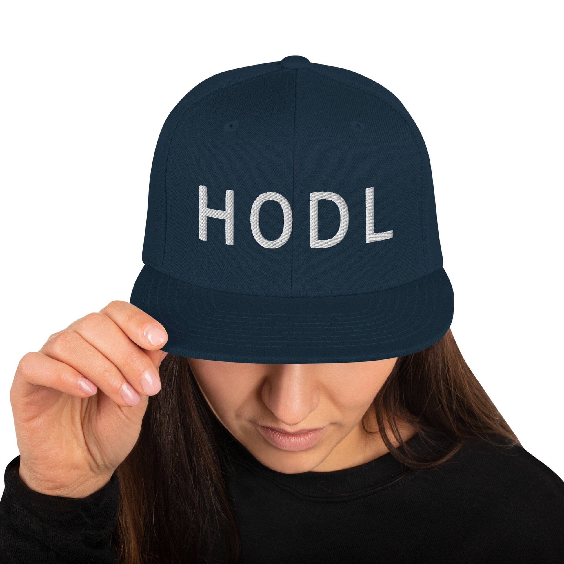 HODL - Snapback Hat JclustersShoppeofFineWares Dark Navy 