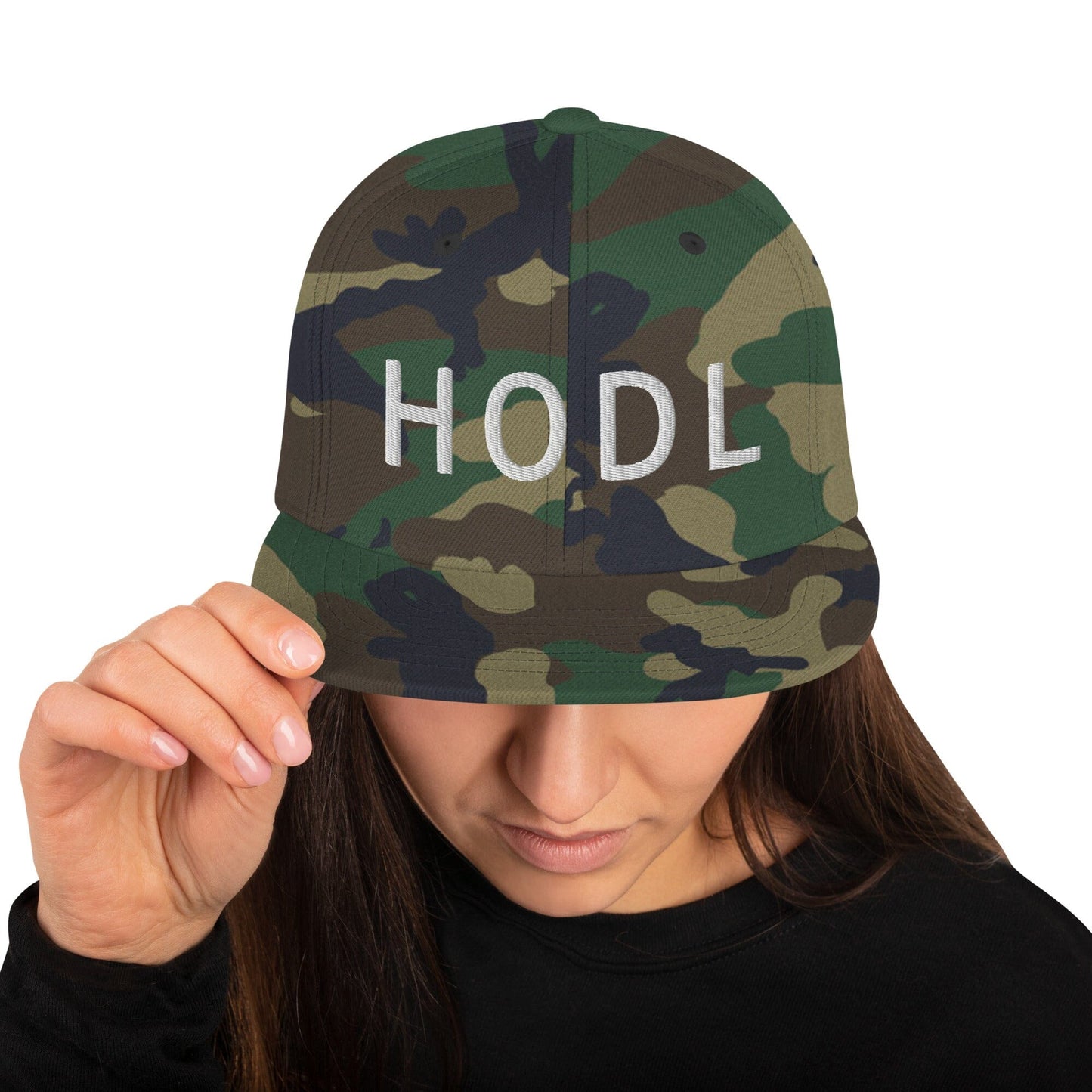 HODL - Snapback Hat JclustersShoppeofFineWares Green Camo 