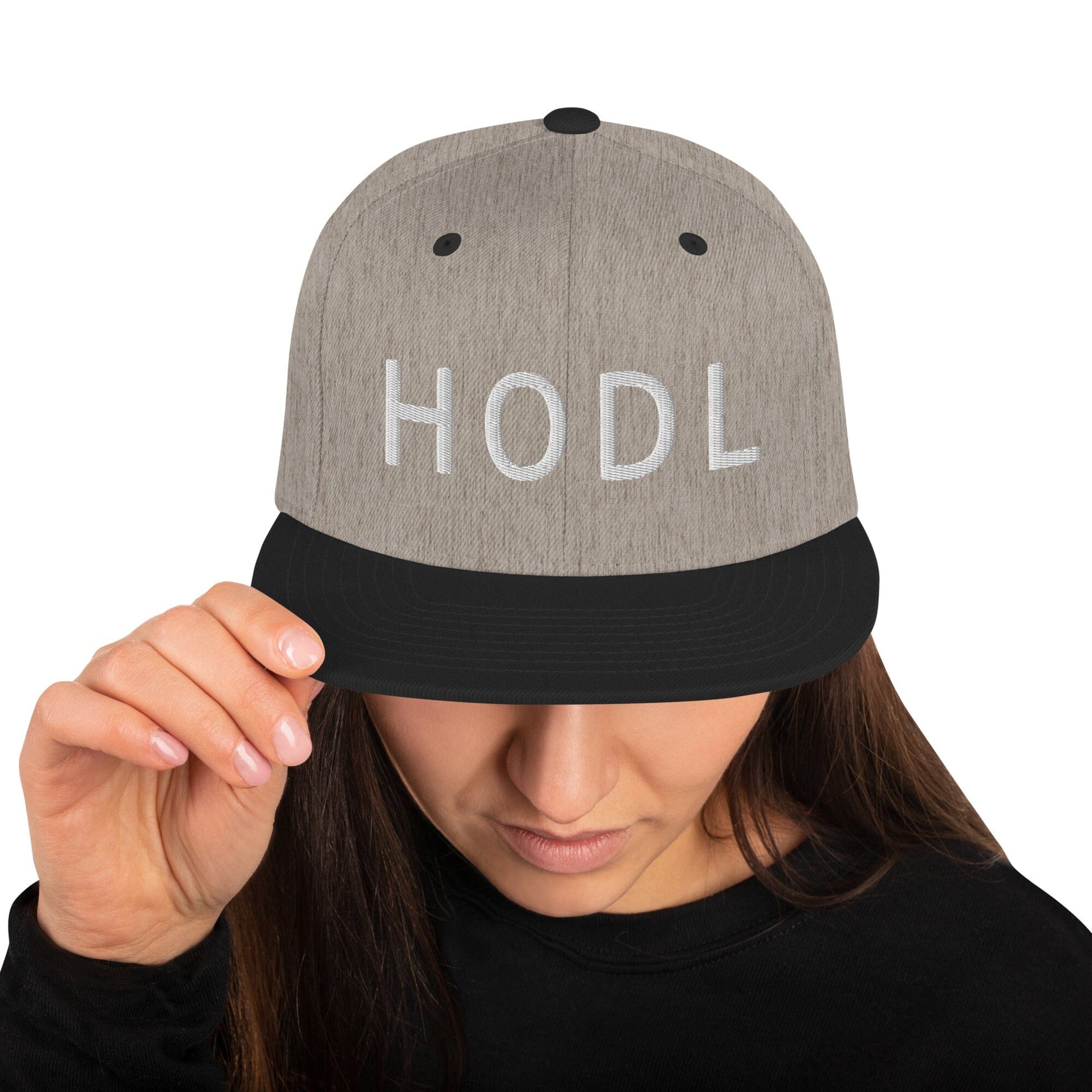 HODL - Snapback Hat JclustersShoppeofFineWares Heather/Black 