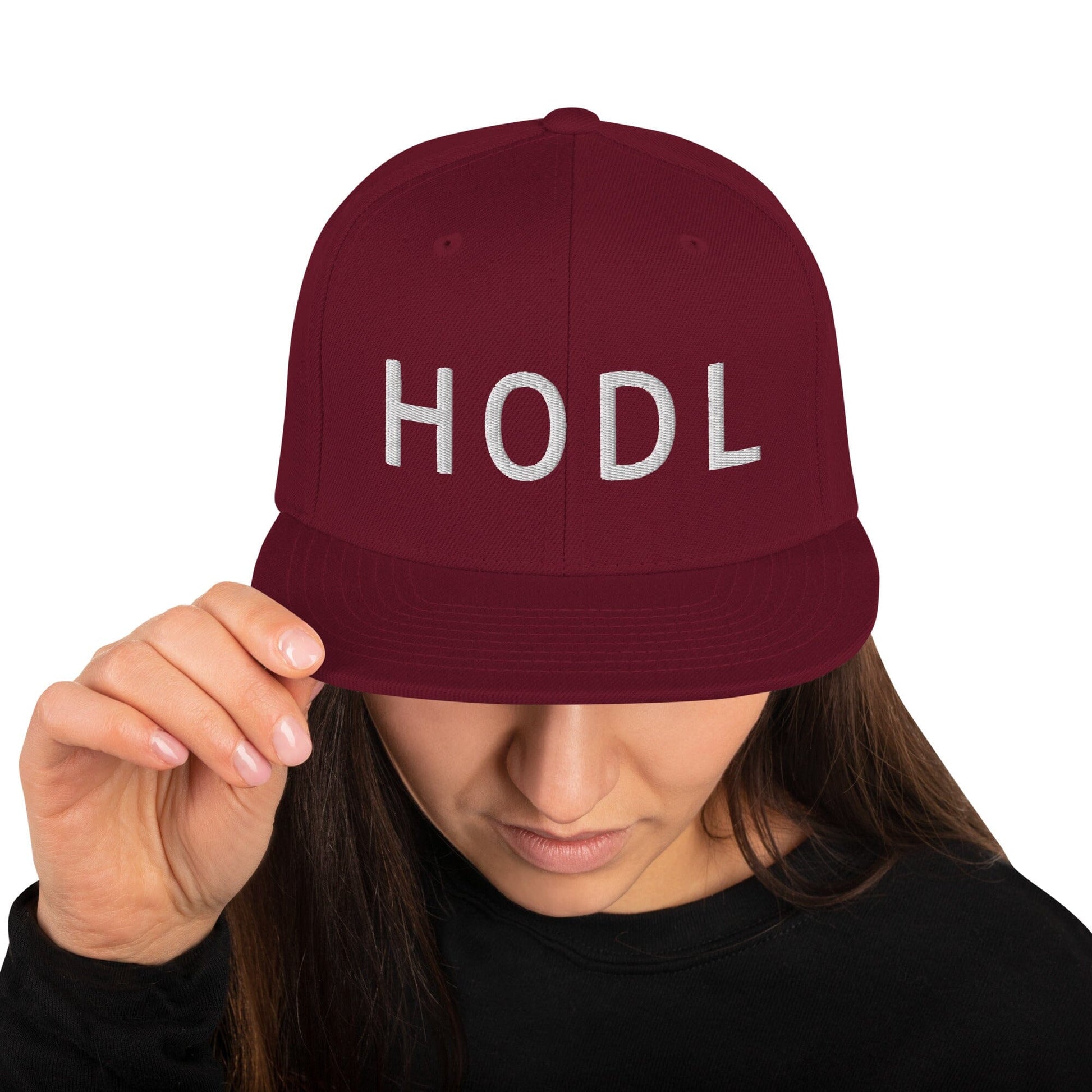 HODL - Snapback Hat JclustersShoppeofFineWares Maroon 