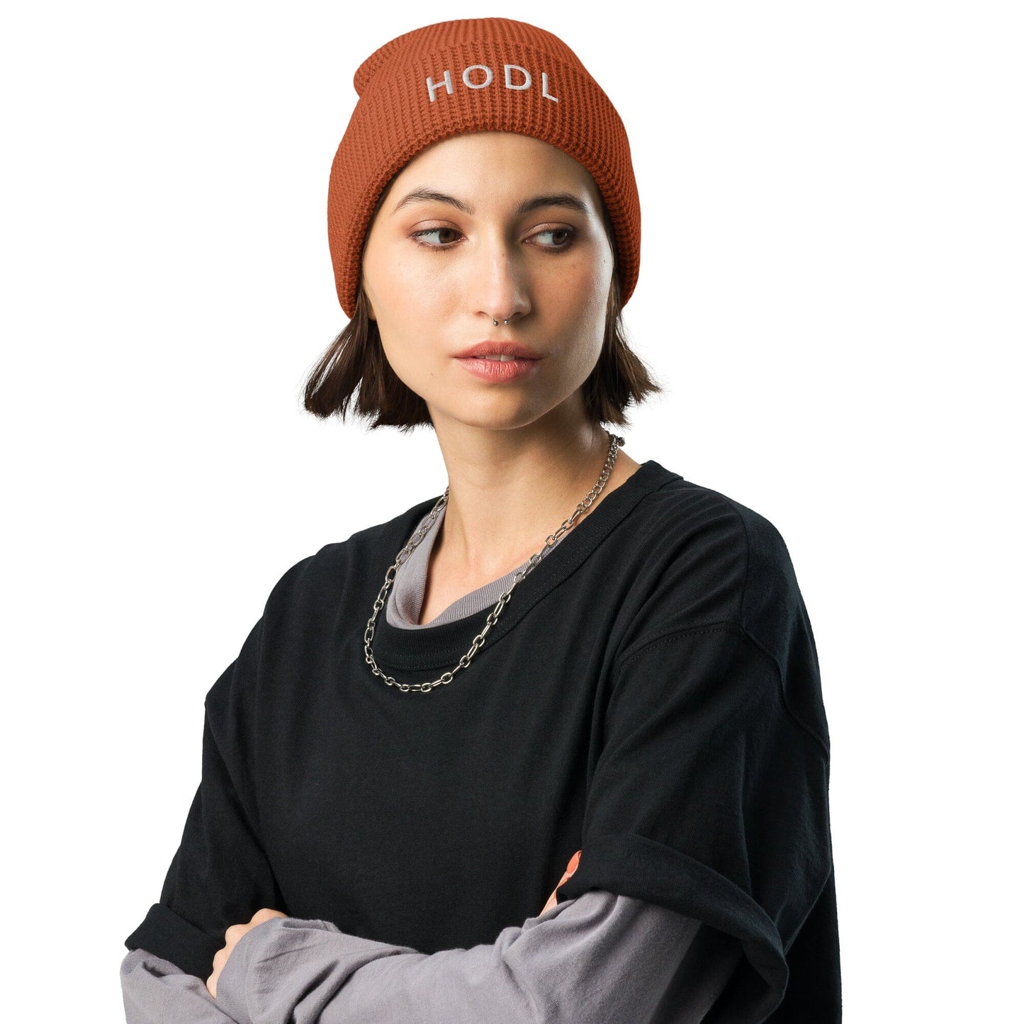 Hold on for Dear Life Waffle beanie JclustersShoppeofFineWares Rust 